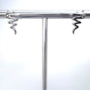 VTG Sterling Silver 925 Cubic Zirconia Wave Design Earrings Size 0.5" Length